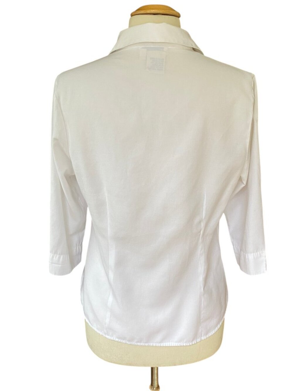 Fred David Button Down Tailored Shirt White ¾ Sleeve Minimalist Office Capsule-M - Picture 6 of 9